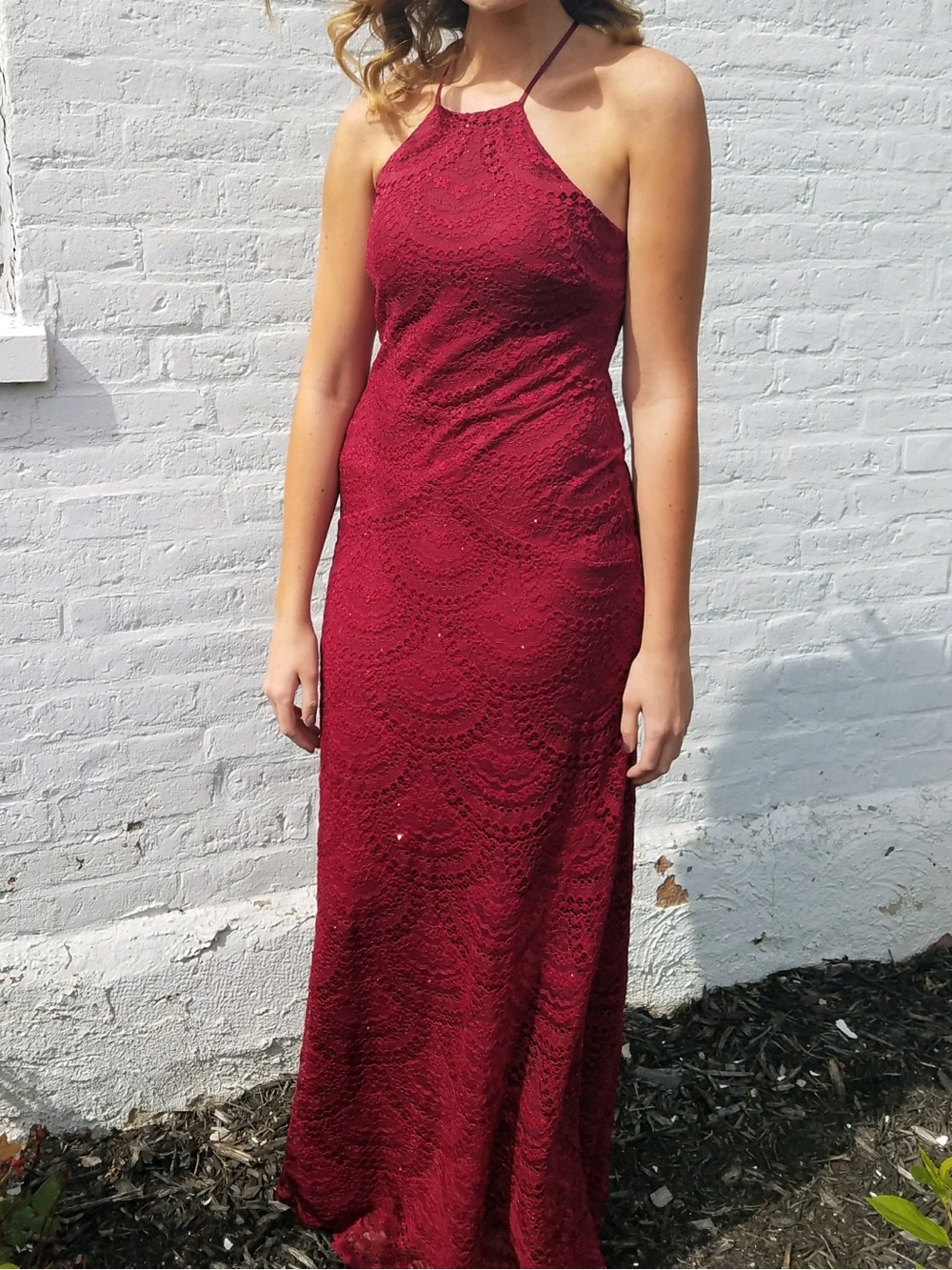My Michelle Deep Red Lace Maxi Dress